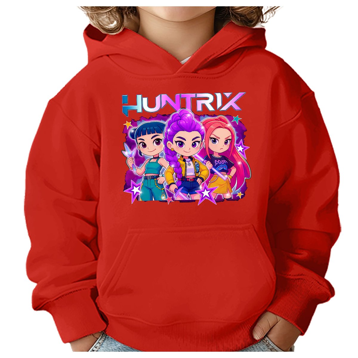 BLUZA DZIECIĘCA K-POPOWE ŁOWCZYNIE DEMONÓW HUNTRIX 110-116 Z KAPTUREM