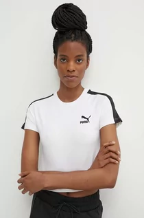 Koszulki sportowe damskie - Puma t-shirt Iconic T7 damski kolor biały 625598 - grafika 1