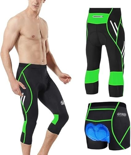 MEETWEE Męskie spodnie rowerowe 3/4, kompresyjne, legginsy do jazdy na rowerze, spodnie dla mężczyzn, elastyczne, oddychające, z gąbką 3D