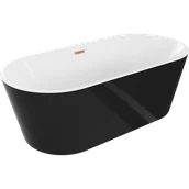 Wanny - Mexen Luna wanna wolnostojąca 140 x 75 cm, biała/czarna, przelew miedź szczotkowana - 52031407575-65 - miniaturka - grafika 1
