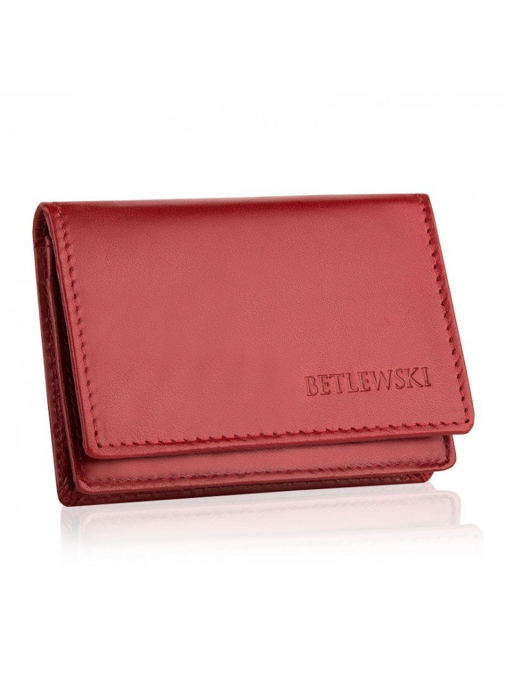 Betlewski, etui na wizytówki, dokumenty, skórzane, czerwone