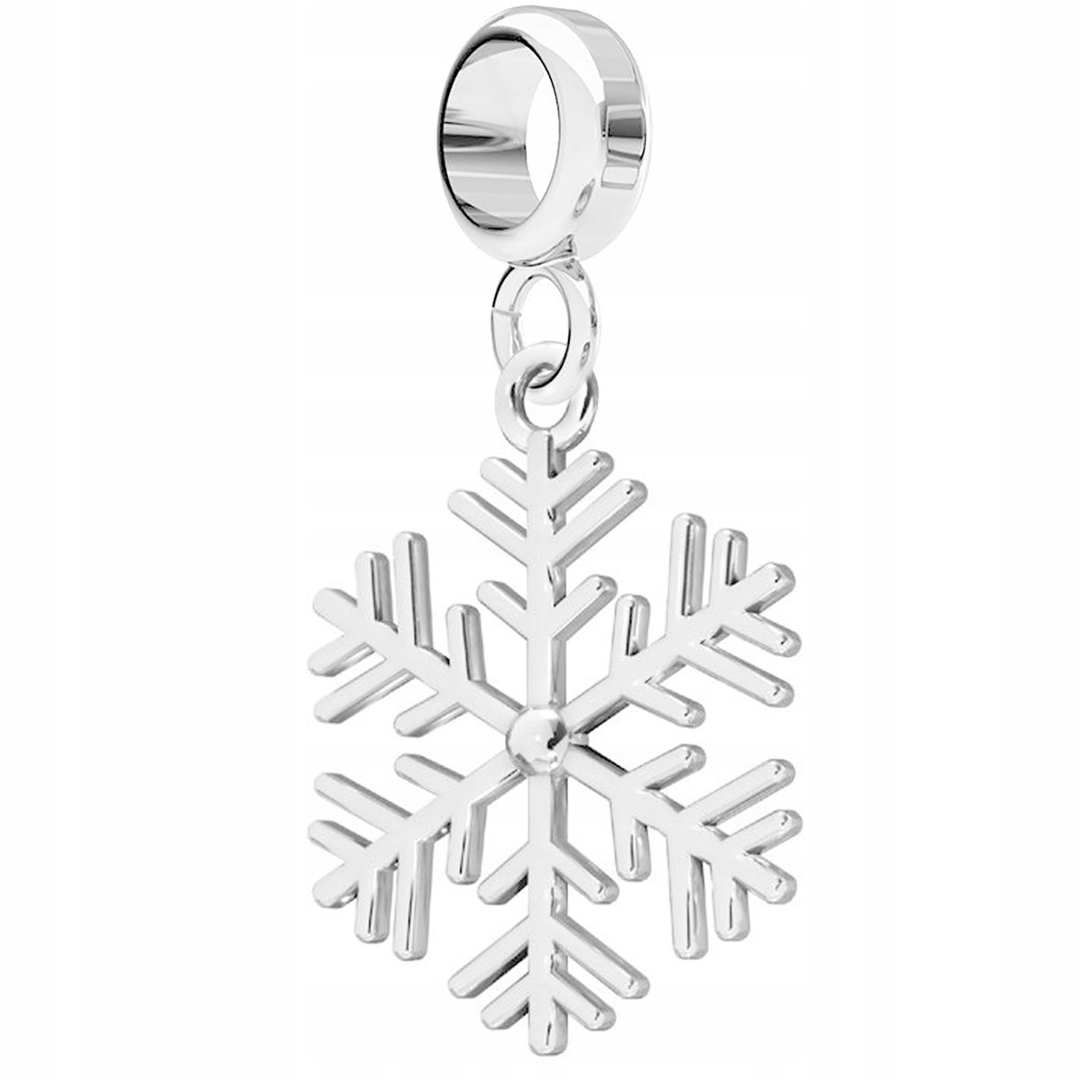 Charms Srebrny z Płatkiem Płatek Śniegu Śnieżynka Zima Śnieg SREBRO 925