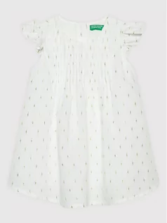 Sukienki i spódniczki dla dziewczynek - Benetton United Colors Of Sukienka elegancka 44GA5VF80 Biały Regular Fit - grafika 1