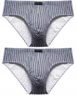 Majtki męskie - SLIPY MĘSKIE ATLANTIC MP1153 SPORT GRANATOWE W PASKI 2PAK *M* - miniaturka - grafika 1