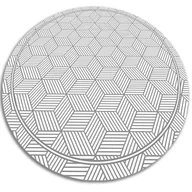 Dywany - Modny dywan okrągły winylowy geometryczna kostka fi60 cm - miniaturka - grafika 1