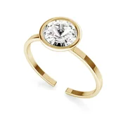 Pierścionki - Srebrny pierścionek z kryształem Rivoli My RING™, srebro 925 : Kryształy - kolor - Crystal, Srebro - kolor pokrycia - Pokrycie żółtym 18K złotem - miniaturka - grafika 1