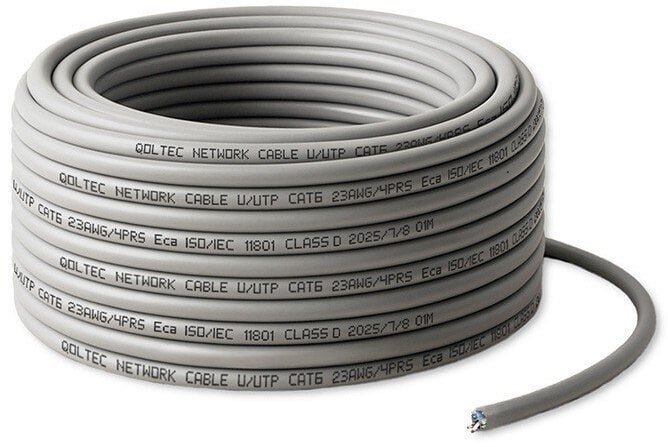 Qoltec Kabel sieciowy Patchcord skrętka Miedziany Cu CAT6 Wysoka prędkość 1Gb/s LAN 25m Szary 54558