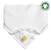 Śliniaki i fartuszki - Hi Little One - Bandana, Śliniak Z Zawieszką Na Smoczek Z Organicznej Bio Bawełny Gots Bandana Bibs 3In1 White - miniaturka - grafika 1