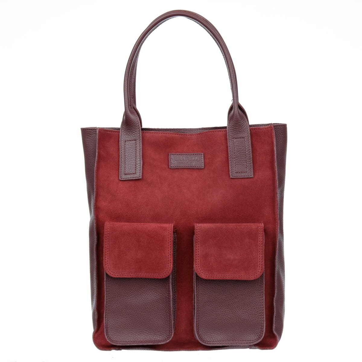 Duża Shopperka Torba Zamszowa Vezze Tasca Bordowa