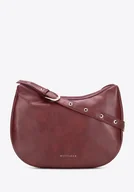 Torebki damskie - Półokrągła torebka na ramię z imitacji skóry bordowa - miniaturka - grafika 1