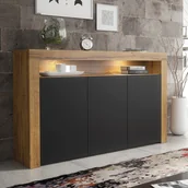 Szafki RTV - Komoda Aether 155cm RTV ONE FURNITURE - Laminat Dębowy & Czarny - miniaturka - grafika 1