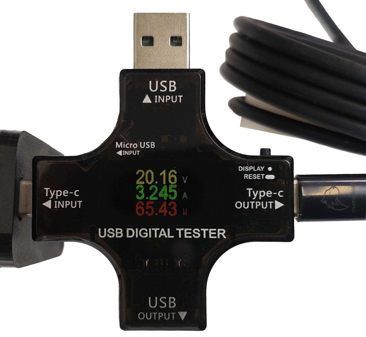 Ładowarka GAN sieciowa INfloo 65W REALNE ! QC3.0 PD USB-C USB-A GNIAZDKO czarna