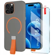 Etui i futerały do telefonów - Etui z Paskiem na palec Matowe SZARE do iPhone 16 Prodo MagSafe +Szkło - miniaturka - grafika 1