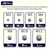 Inne - TEMU Zestaw 220 sztuk Stalowych Nakrętek Zabezpieczających Metrycznych, Wkładka z Nylonu Sześciokątna Nakrętka Zabezpieczająca M3 M4 M5 M6 M8 M10 M12 - miniaturka - grafika 1