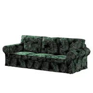 Pokrowce na meble - Dekoria Pokrowiec na sofę Ektorp 3-osobową nierozkładaną zielony w liście 216 x 83 x 73 cm Velvet 610-704-21 - miniaturka - grafika 1