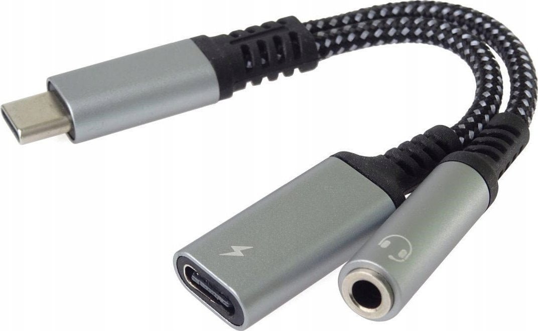 Adapter USB PremiumCord PremiumCord Redukce USB-C /3,5mm jack s DAC chipem + USB-C pro nabíjení 13cm ku31zvuk04