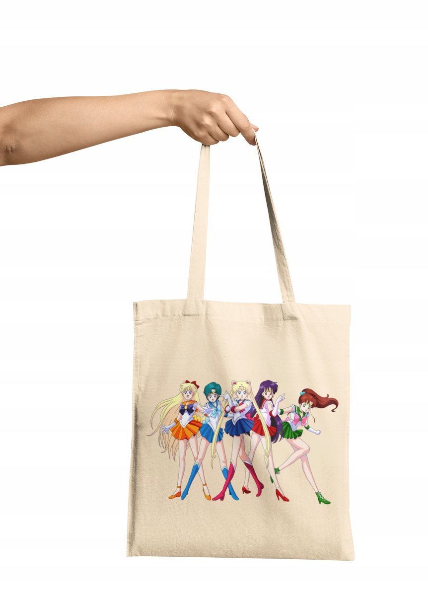 TORBA SHOPPER MATERIAŁOWA NA RAMIĘ SAILOR MOON CZARODZIEJKI WYBÓR 4 KOLORY