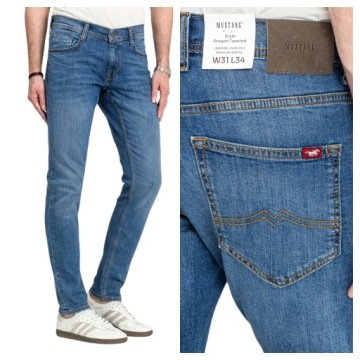 Spodnie Jeansowe Męskie Mustang Oregon Tapered Niebieskie Klasyczne W34 L34