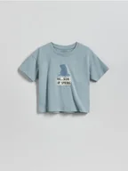 Bluzki dla niemowląt - Reserved - Bawełniany t-shirt - jasnoniebieski - miniaturka - grafika 1