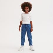 Spodnie i spodenki dla dziewczynek - Reserved - Jeansy baggy z podwinięciem - Niebieski - miniaturka - grafika 1