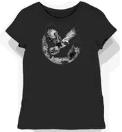 Koszulki i topy damskie - Koszulka damska czarna z motywem szarego sokoła nurkującego M - miniaturka - grafika 1