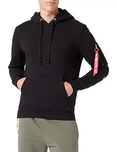 ALPHA INDUSTRIES Męska bluza z kapturem AI BP czarna/biała, czarny/biały, L - Bluzy męskie - miniaturka - grafika 1