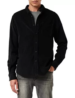 Koszule męskie - Urban Classics Męska koszula ze sztruksu, z długim rękawem, dostępna w wielu kolorach, rozmiary S – 5XL, czarny, S - grafika 1