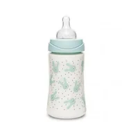Butelki dla niemowląt - Suavinex Butelka Premium 270ml smoczek okrągły silikonowy 3 przepływowy Królik Miętowy Hygge Baby - miniaturka - grafika 1