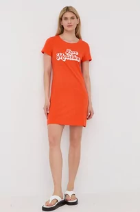 Love Moschino sukienka bawełniana kolor pomarańczowy mini prosta - Sukienki - miniaturka - grafika 1