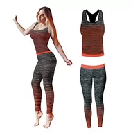 Legginsy - FM London Zestaw odzieży sportowej dla kobiet | kamizelka i legginsy stretch fit strój na siłownię, pomarańczowy, 8-14 - miniaturka - grafika 1