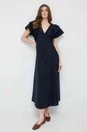 Sukienki - Tommy Hilfiger sukienka bawełniana kolor granatowy maxi rozkloszowana - miniaturka - grafika 1