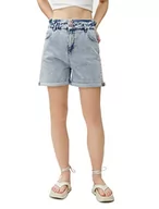 Spodenki damskie - Koton Damskie szorty jeansowe z bawełnianymi kieszeniami, wysoki stan, Light Indigo (Lgt), 40 - miniaturka - grafika 1