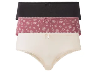 esmara® Figi damskie z biobawełną, 3 pary (L (44-46), Czarny/różowy/pudrowy) - Majtki damskie - miniaturka - grafika 1