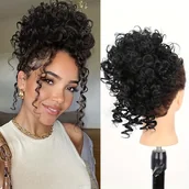 Pozostałe akcesoria fryzjerskie - TEMU Damski Krótki Kręcony Syntetyczny Włosów Scrunchie - Regulowany Dodatek do Włosów na Sznurki do Kucyków, Koków i Codziennych Fryzur, Bezpieczne - miniaturka - grafika 1