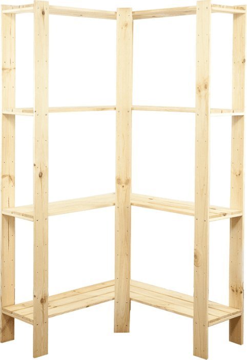 Wamar-Sosenka MAXI Regał Narożny Drewniany 166,4x85x30 cm 4 Półki ażurowe Surowy Drewno sosnowe Naturalny MAXI-4ZA