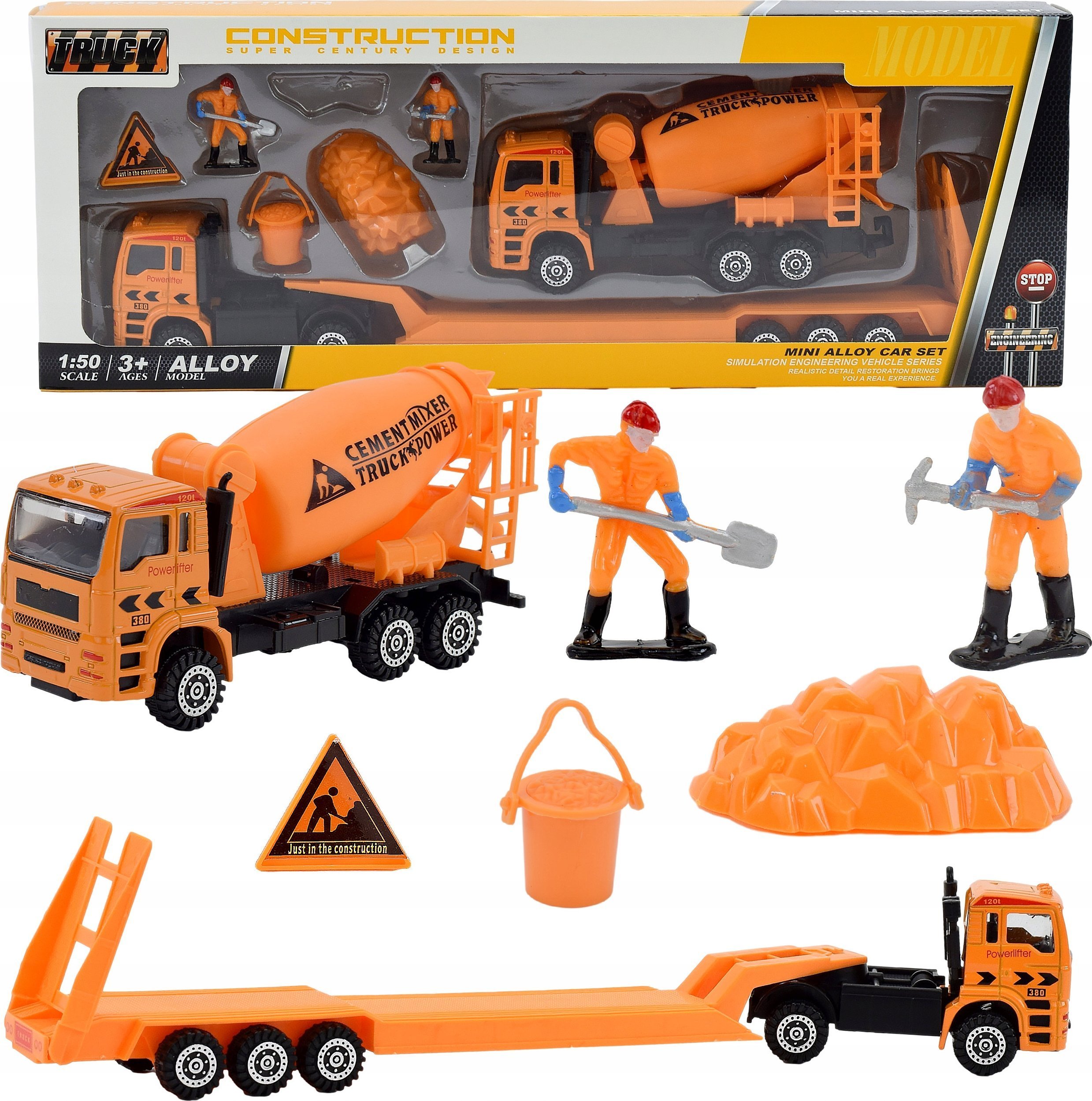 ZESTAW POJAZDY BUDOWLANE BETONIARKA AUTA METAL RESORAKI REMONT BUDOWA DROGI