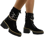 Botki damskie - Trzewiki Carinii B7482-H20-000 Czarne Skóra Naturalna_TN - CARINII - miniaturka - grafika 1