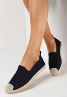 Espadryle damskie - Granatowe Espadryle z Ażurowej Siateczki Ozdobione Plecionką Lanivesa - miniaturka - grafika 1