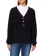Swetry damskie - Tommy Hilfiger Damski sweter Hayana Henley V-nk, Pustynne niebo, XXS - miniaturka - grafika 1