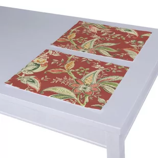Dekoria pl pl Podkładka 2 sztuki wzory roślinne i kwiatowe na czerwono-ceglanym tle 40 x 30 cm Gardenia 403-142-12 - Obrusy i serwetki - miniaturka - grafika 1