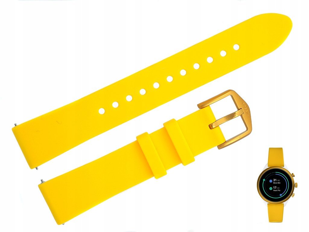 Pasek do zegarka Fossil FTW6053 18 mm żółty