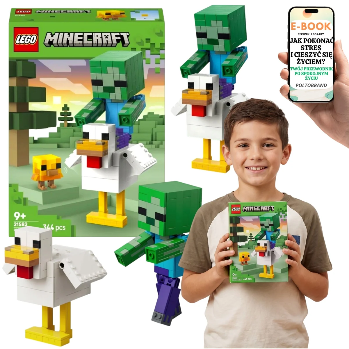 LEGO Minecraft Kurczak i Zombie Zestaw dla Dzieci 9+ 21582