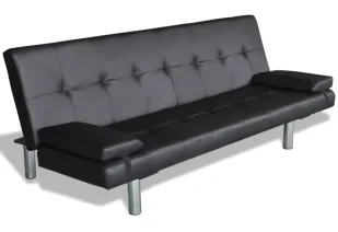 Czarna kanapa rozkładana z ekoskóry D4-R63 - Sofy i kanapy Czarna kanapa rozkładana z ekoskóry D4-R63 - Sofy i kanapy - miniaturka - grafika 1