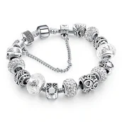 Bransoletki - Bransoletka Srebrna Biała Modułowa Drzewko 20 cm - miniaturka - grafika 1