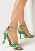 Sandały damskie - Zielone Sandały na Szpilce z Kwadratowym Noskiem Jarodia - miniaturka - grafika 1