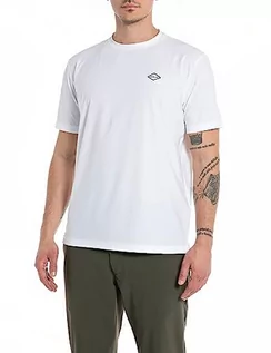 Koszulki męskie - Replay T-shirt męski Regular Fit Hyperflex, 001 White, XL - grafika 1