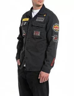 Replay Męska kurtka koszulowa regular fit, 097 Charcoal, XXL - Kurtki męskie - miniaturka - grafika 1