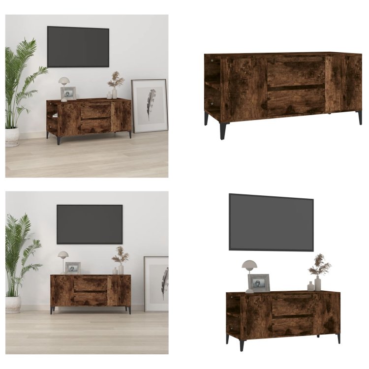 vidaXL Szafka pod TV dąb wędzony 102x44,5x50 cm materiał drewnopochodny - szafka pod TV - szafki pod TV - meble pod TV - stojak pod TV