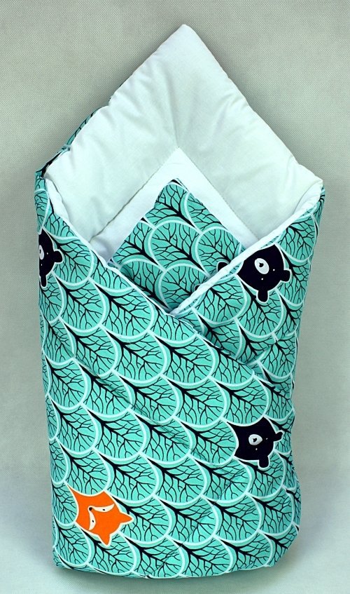 Rożek otulacz bawełniany 75x75 cm - Zwierzęta w lesie