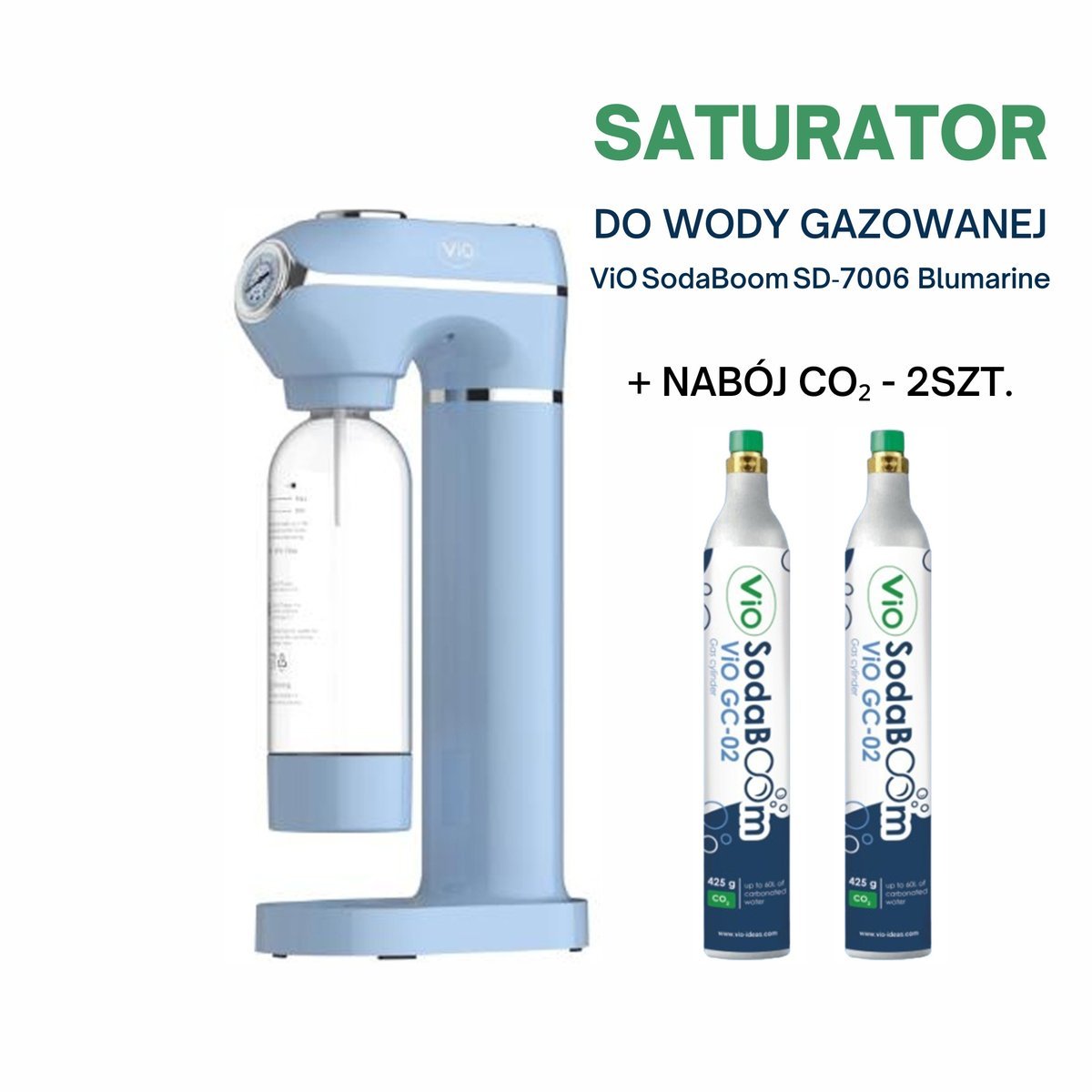 Saturator ViO SodaBoom SD-7006 blumarine + 2 Naboje CO2 425 g w zestawie